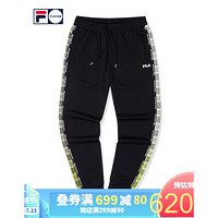 FILA FUSION斐乐官方男子针织长裤2020夏季新款休闲裤串标运动裤 深黑-BK 165/76A/S