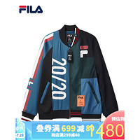 FILA x MIHARA 斐乐蔡徐坤力荐男子梭织上衣2020时尚新款拼接外套 黑色拼接-BK 180/100A/XL