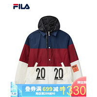 FILA x MIHARA 斐乐 蔡徐坤力荐 2020新款梭织拼接撞色连帽外套男 白色拼接-WT 170/92A/M