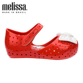 mini melissa梅丽莎春夏Furadinha+Minnie合作款蝴蝶结小童凉鞋32459 红色/白色 内长16.5cm