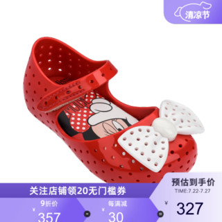 mini melissa梅丽莎春夏Furadinha+Minnie合作款蝴蝶结小童凉鞋32459 红色/白色 内长16.5cm