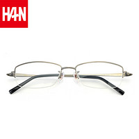 汉（HAN）眼镜框近视眼镜男眼镜框眼镜架半框眼镜纯钛镜架配眼镜男款 49388 睿智枪灰 配依视路1.60钻晶A4镜片(0-800度)