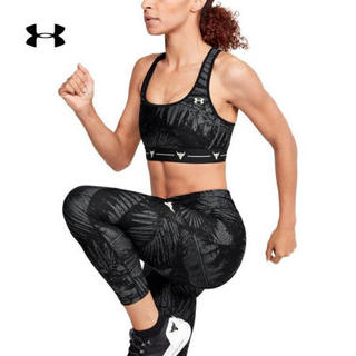 安德玛官方UA Rock强森女子印花运动内衣—中强度Under Armour1353590 黑色001 L