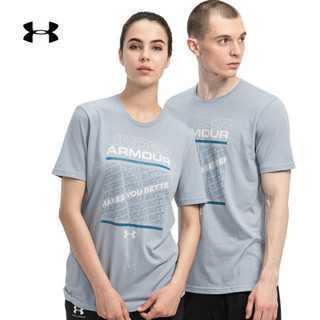 安德玛官方UA 运动短袖T恤男女同款Under Armour1344237 蓝色465 男码M/女码L
