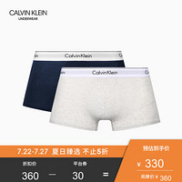 CK UNDERWEAR 2020春夏款 男装2条装平角内裤 NB1086 BHY-藏蓝色/灰色 L