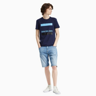 CK JEANS 2020春夏款男装 LOGO圆领短袖T恤J315055 CIK-蓝色 XL