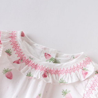 davebella戴维贝拉 DBM14177  2020夏季新款新生儿服装婴儿衣服女宝宝连体衣 草莓印花 80cm（建议身高73-80cm）