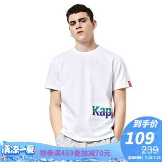 Kappa卡帕串标男款运动短袖休闲圆领T恤夏季印花半袖2020|K0A12TD29D 漂白-001 XL