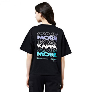 Kappa卡帕女款运动短袖休闲圆领T恤夏季印花半袖2020|K0A22TD01D 黑色-990 M