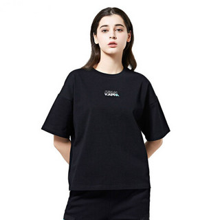 Kappa卡帕女款运动短袖休闲圆领T恤夏季印花半袖2020|K0A22TD01D 黑色-990 M