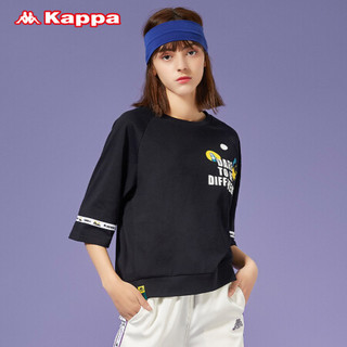 Kappa卡帕艺术家联名女运动短袖休闲五分袖T恤夏季半袖2020新款|K0A22TD65D 黑色-990 M
