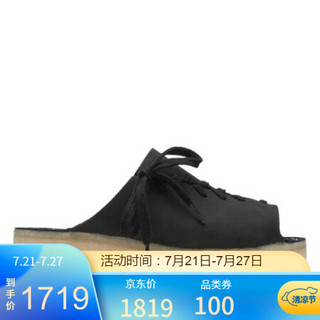 Clarks其乐女鞋厚底露趾休闲舒适凉拖26148637 Black Nubuck 10