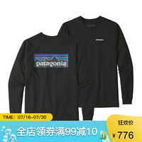 Patagonia 巴塔哥尼亚 T恤男款长袖棉质字母圆领39161 BLK M