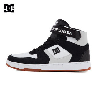 DC SHOES20春夏新品潮流皮革拼接男鞋高帮鞋滑板鞋ADYS400038 黑夹白色 43