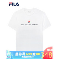 FILA 斐乐官方 男子短袖T恤  2020夏季新款时尚百搭潮流LOGO短袖T 标准白-WT 165/88A/S