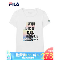 FILA 斐乐官方 女子2020夏季新款T恤运动简约潮流时尚夏日T 标准白-WT 170/88A/L