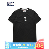 FILA FUSION 斐乐 男子短T2020夏季时尚新款潮流简约LOGO短袖衫 深黑-BK 180/100A/XL