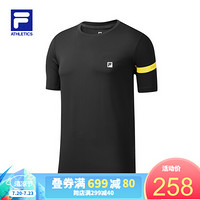 FILA ATHLETICS 斐乐男子短袖T恤2020夏季新款专业运动健身训练服 深黑-BK 180/100A/XL