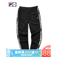 FILA FUSION斐乐官方男子针织长裤2020夏季新款ins潮裤串标运动裤 深黑-BK 180/88A/XL