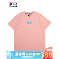 FILA FUSION 斐乐女子短袖T恤2020夏季新款印花潮牌棉质半袖服 浅砂粉-PK 160/80A/S