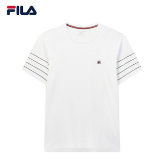FILA 斐乐官方 男子2020新款T恤运动简约潮流时尚短袖衫男装 标准白-WT 175/96A/L