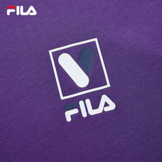 FILA 斐乐官方 情侣短袖T恤男女2020夏季新款防弹少年团同款时尚宽松棉质半袖衫 深紫色-VT 160/84A/XS