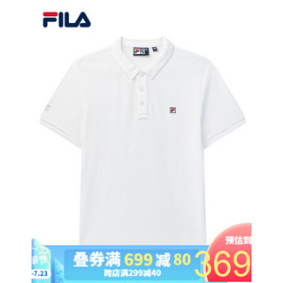 FILA 斐乐官方 男子短袖POLO衫2020夏季新款时尚简约运动短袖男 标准白-WT 170/92A/M