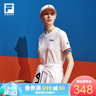 FILA ATHLETICS 斐乐 女子短袖T恤 2020夏季新款专业网球运动衫潮 玉石白-WT 170/88A/L