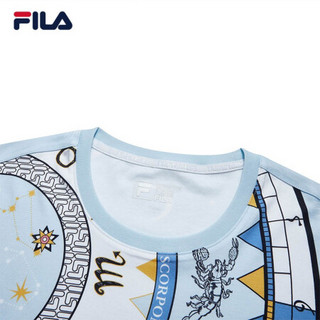 FILA 斐乐官方 男子短袖T恤 2020夏秋新款时尚星座罗盘度假半袖服 满印-PU 185/104A/XXL