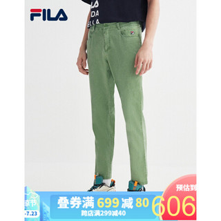 FILA（斐乐）官方男子梭织长裤2020秋季新款多彩休闲裤潮流宽松运动裤 藤椒绿-GN 165/76A/S