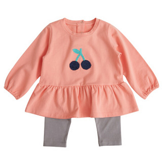 棉花堂女童套装儿童衣服春季2020新款洋气小童宝宝韩版两件套可爱 橘色 73cm