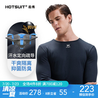 HOTSUIT 后秀 发汗服伴侣定向导湿T男 紫外线防护疏导干肤抑菌抗UV吸汗长短T恤男 风暴灰（长款） L
