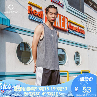 准者运动背心男女夏季潮流时尚无袖上衣跑步运动休闲衫篮球文化衫 中花灰 M