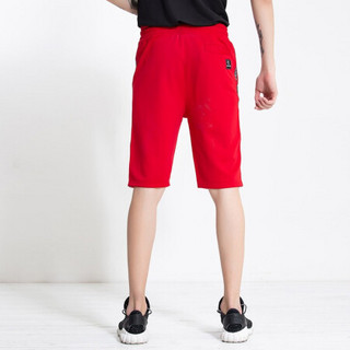 paulfrank2019春夏男士时尚运动纯色打底运动短裤舒适透气 红色 M