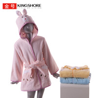 金号 KINGSHORE 纯棉浴衣礼盒装 素色绣花浴袍/家居服 卡通连帽 系带式