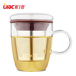 Lilac 紫丁香 耐高温泡茶杯茶水分离带盖水杯过滤透明玻璃茶杯家用喝茶杯子便携