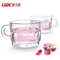 紫丁香加厚耐热玻璃杯带柄茶杯透明办公水杯品茗杯创意杯子160ml