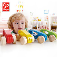 Hape小车益智玩具 迷你0-1岁婴幼儿宝宝儿童光滑男女孩模型4色