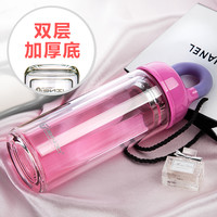 天喜双层玻璃杯男女士创意过滤茶杯便携水晶杯茶水分离带盖水杯子