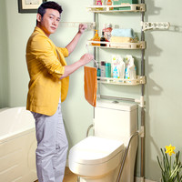 宝优妮卫生间马桶置物架落地不锈钢厕所上方坐便器架子浴室收纳架
