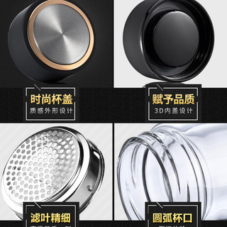富光 双层家用带盖玻璃水杯 320ml