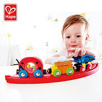 Hape火车轨道虫虫火车1岁+儿童益智玩具宝宝婴幼儿木质模型套装