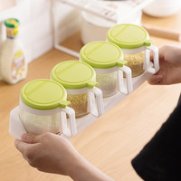 CHAHUA 茶花 塑料厨房用品欧式调味罐套装调料盒送架勺厨房用品盐罐瓶家用