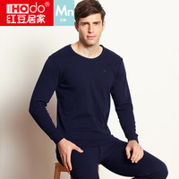 红豆居家秋衣秋裤纯棉男士薄款棉毛衫全棉基础保暖打底内衣套装冬