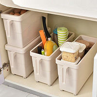 百露杂物整理盒简约橱柜收纳盒厨房塑料储物盒带轮桌面零食收纳筐