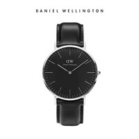 Danielwellington 丹尼尔惠灵顿dw手表男 40mm黑表盘皮带休闲男表