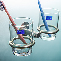 Ocean进口玻璃漱口杯两支装 透明耐热刷牙杯家用水杯情侣套装