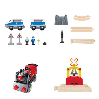 Hape 火车轨道电动套装3岁+儿童益智玩具宝宝婴幼儿木质模型套装