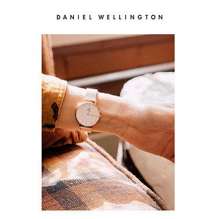 Daniel Wellington dw手表女 PETITE系列优雅皮质圆表