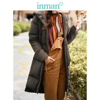 茵曼冬装新款连帽长款过膝显瘦保暖白鸭绒羽绒服